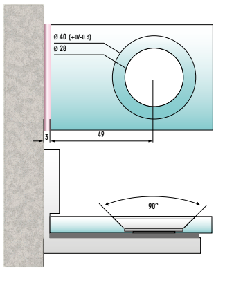 Serie Barrakuda Winkelverbinder Glas-Wand 90°innen