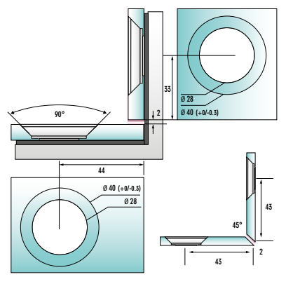 Serie Barrakuda Winkelverbinder Glas-Glas 90°