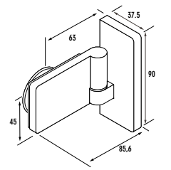 Serie Barrakuda Hebe-Senk Scharnier Glas-Wand 90° rechts