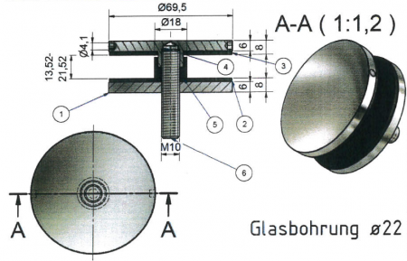 Punkthalter Ø 69,5 mm