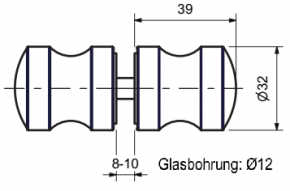 glanzverchromter Duschtürknopf